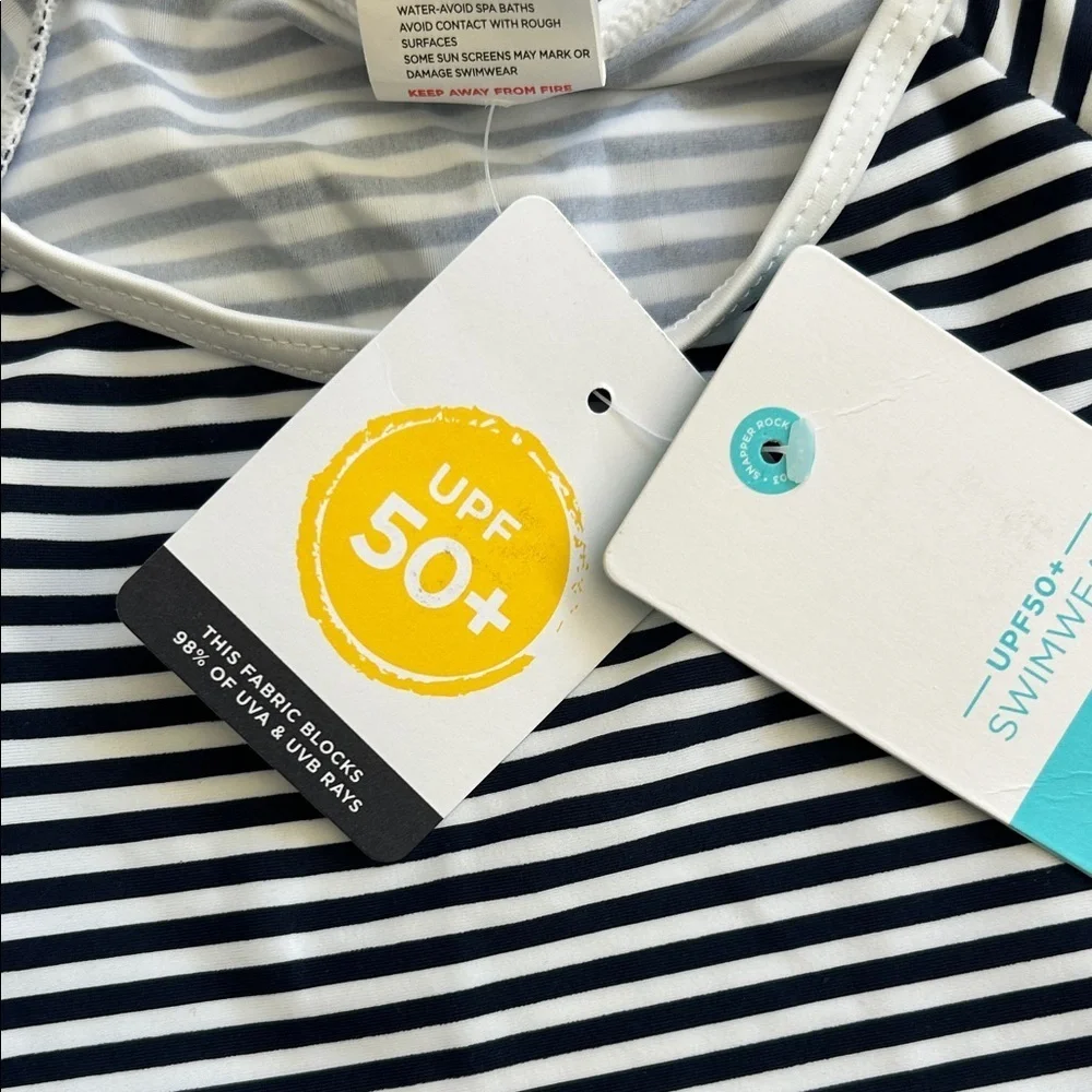 UPF50+ Striped Short Sleeve Top with Knot Detail